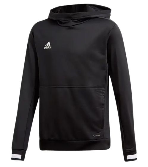 Sudadera con capucha sostenible adidas Team 19 para niños y niñas con tecnología ClimaLite sudadera fitness camiseta de manga larga DW6871 negro/blanco