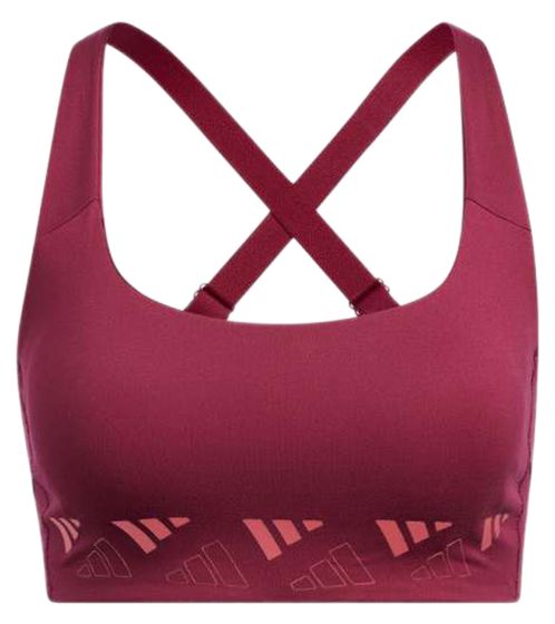 Sujetador deportivo adidas TRNMS3BLOGO mujer con tecnología AEROREADY bustier HD7692 burdeos rojo