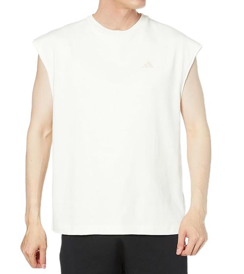 Camiseta deportiva adidas para hombre, camiseta fitness, camiseta sin mangas, camiseta de algodón, camiseta de manga corta IM4219 blanco crema