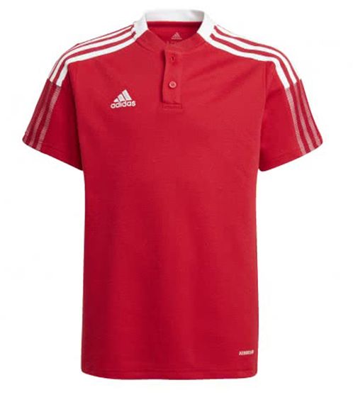 adidas Tiro 21 sustainable polo shirt for boys with cotton content Everyday shirt with AEROREADY technology Short-sleeved top GM7346 Red