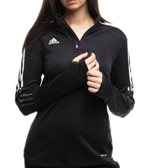 adidas Tiro 21 T-shirt de sport durable pour femme, pull de fitness avec technologie AEROREADY, maillot d'entraînement GM7318 noir/blanc