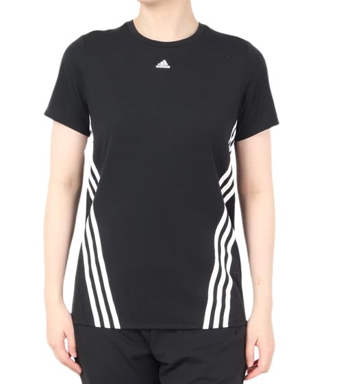 Camiseta adidas mujer sostenible de cuello redondo con tecnología AEROREADY pantalón corto deportivo camiseta manga corta HK6975 negro