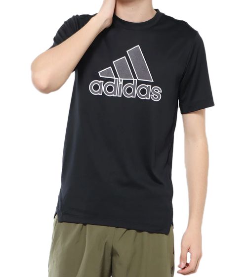 adidas men's sports shirt, sustainable training shirt with AEROREADY technology, fitness top HE6936 black/white