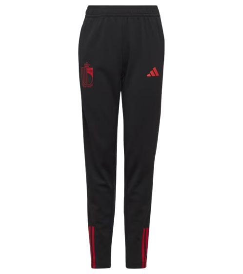 Pantalón de entrenamiento sostenible adidas para niño pantalón deportivo con tecnología AEROREADY joggers con escudo belga HE1446 negro/rojo