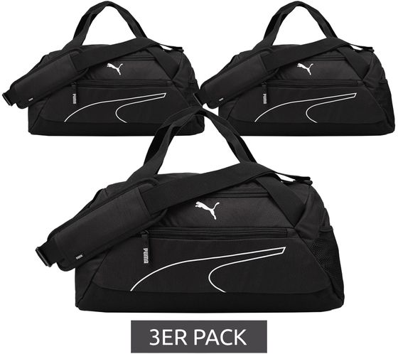 Paquete de 3 bolsas deportivas PUMA Fundamentals, bolsa de fútbol con bolsillo de malla, paquete económico, bolsa de fitness 27L 090331 01 negro