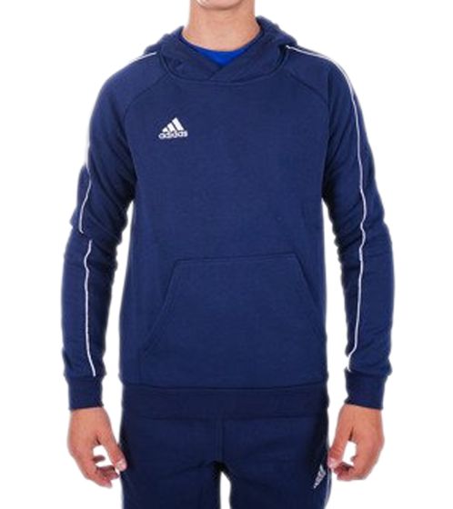 adidas Core 18 Kapuzen-Pullover für Jungen und Mädchen Sweat-Pullover Baumwoll-Shirt CV3430 Dunkelblau/Weiß