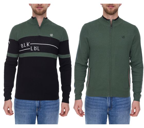 Troyer de hombre DARE 2b Outgoing II en negro/verde o cárdigan de hombre Dutiful II FullZip en verde