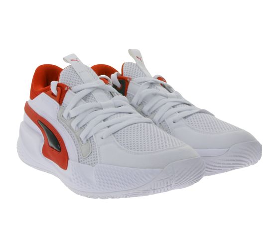 Zapatillas de baloncesto PUMA Court Rider para hombre con amortiguación FOAM, zapatillas deportivas 379013 04 blanco/rojo