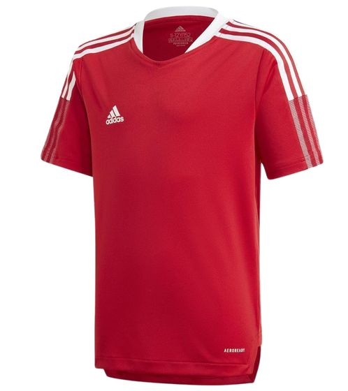 Maillot de sport adidas Tiro 21 pour garçons et filles avec technologie AEROREADY, chemise de fitness, haut d'entraînement GM7576 rouge/blanc