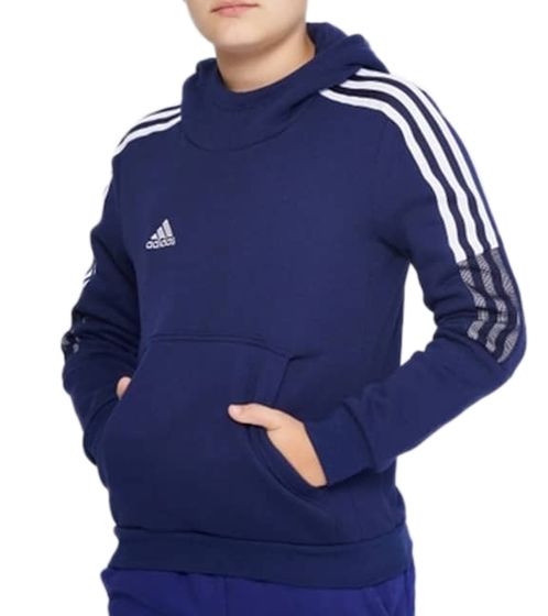 adidas Tiro 21 pull à capuche pour garçons et filles sweat-shirt en coton GK9680 bleu foncé/blanc