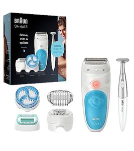 BRAUN Silk epil 3-in-1 women's razor waterproof epilator trimmer massager with bag 3248B211A0 white/light blue