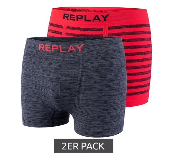 Confezione da 2 REPLAY Boxer retrò da uomo intimo stretto I101113 N093 Grigio/Rosso