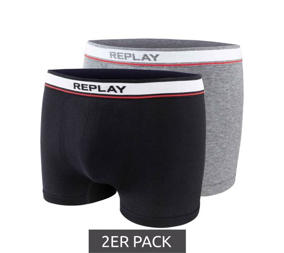 Pack de 2 calzoncillos tipo bóxer retro para hombre REPLAY Ropa interior de algodón I101114 N149 Negro/Gris