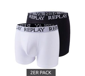 Confezione da 2 boxer uomo retrò REPLAY intimo cotone I101005 N137 nero/bianco