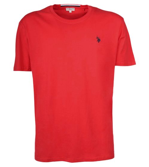 U.S. POLO ASSN. Herren Basic T-Shirt mit Marken-Stickerei Baumwoll-Shirt US40 154 035 002387 153 Rot