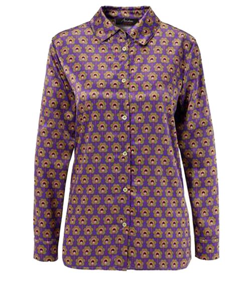 Aniston CASUAL chemisier d'été pour femme chemisier à manches longues en satin design rétro 91937160 violet/vert