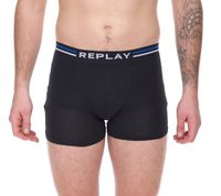 Pack of 2 REPLAY men's retro boxer shorts, cotton underwear, blue, black, dark blue or red Pack of 2 REPLAY men's retro boxer shorts, cotton underwear, blue, black, dark blue or red