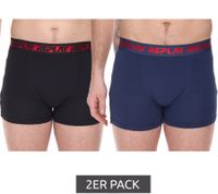 Pack of 2 REPLAY men's retro boxer shorts, cotton underwear, blue, black, dark blue or red Pack of 2 REPLAY men's retro boxer shorts, cotton underwear, blue, black, dark blue or red