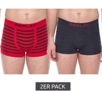 Pack of 2 REPLAY men's retro boxer shorts, cotton underwear, blue, black, dark blue or red Pack of 2 REPLAY men's retro boxer shorts, cotton underwear, blue, black, dark blue or red