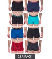Pack of 2 REPLAY men's retro boxer shorts, cotton underwear, blue, black, dark blue or red