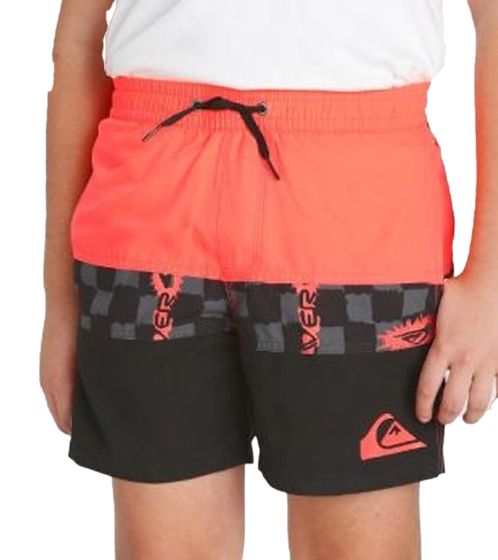 Quiksilver Bañador short para niños Retroquik Block Volley 14 con braguita interior 46036043 negro/naranja neón