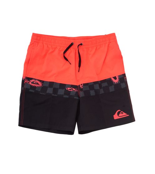 Quiksilver Bañador short para niños Retroquik Block Volley 14 con braguita interior 46036043 negro/naranja neón