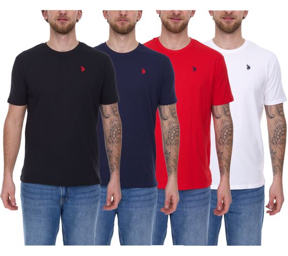 U.S. POLO ASSN. Men's basic T-shirt with brand embroidery cotton shirt US40 154 035 002387 in black, navy, white or red