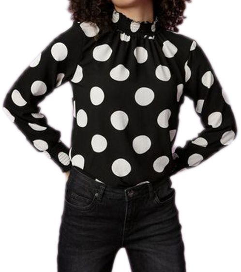 Aniston women's summer blouse, dotted long-sleeved shirt, work blouse 46549062 black/white