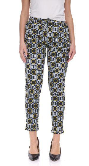 Aniston SELCTED women's fabric trousers with geometric pattern pull-on trousers 53064136 blue/white/yellow