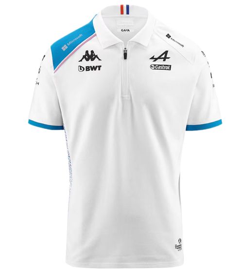 Kappa X ALPINE Formel 1 F1 Damen Polo-Shirt Baumwoll-Oberteil mit HYDRO WAY PROTECTION-Technologie Kurzarm-Shirt 361E33W AF1 A0A Weiß