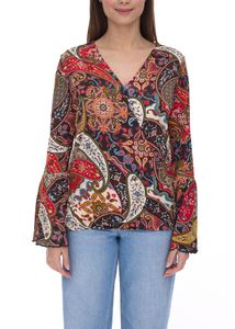 BOYSEN`S women's blouse top with V-neck long-sleeved shirt 19397043 colorful