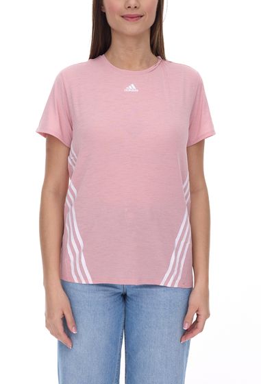 Camiseta Deportiva Mujer adidas Trainicons 3 Rayas con Camiseta de Entrenamiento Sostenible AeroReady HC2756 Rosa