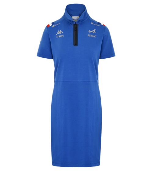 Kappa X ALPINE Formel 1 F1 Damen Polo-Kleid Baumwoll-Kleid mit HYDRO WAY PROTECTION-Technologie Kurzarm-Kleid 32195SW AF1 063 Blau