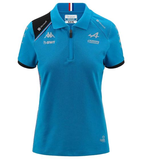 Kappa X ALPINE Formel 1 F1 Damen Polo-Shirt Baumwoll-Oberteil mit HYDRO WAY PROTECTION-Technologie Kurzarm-Shirt 361E33W AF1 A0C Blau