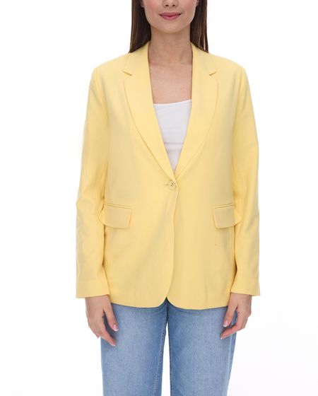 AjC women's blazer, hip-length boyfriend blazer with lining and one-button closure 53438757 yellow