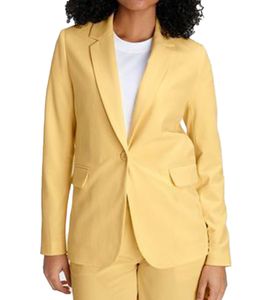 AjC Damen Blazer hüftlanger Boyfriend-Blazer mit Innenfutter und Ein-Knopf-Verschluss 53438757 Gelb