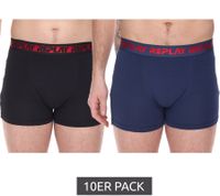 10er Pack REPLAY Herren Retro Boxershorts Baumwoll-Unterwäsche Blau, Schwarz, Dunkelblau oder Rot 10er Pack REPLAY Herren Retro Boxershorts Baumwoll-Unterwäsche Blau, Schwarz, Dunkelblau oder Rot