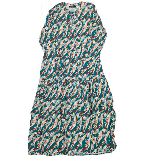 Aniston Casuals Damen Sommer-Kleid mit floralem Allover-Print Maxi-Kleid 84167267 Blau/Braun/Beige/Weiß