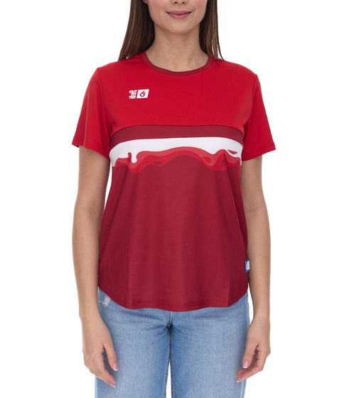 Outfitter OCEAN FABRICS TAHI Damen nachhaltiges Training-Shirt mit Mesh-Einsätzen Fitness-Shirt Kurzarm-Shirt OUT-W-1021-OTW-34 Rot