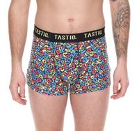 3er Pack TASTIQ Herren Boxershorts mit Müsli-Print Baumwoll-Unterhose im stylischer Cerealien-Geschenkbox Unterwäsche Tas/1/BCX3/CER Schwarz/Bunt
