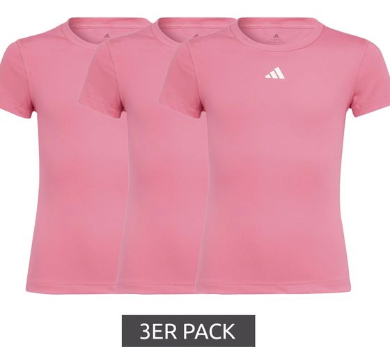 Pack of 3 adidas G TF children's shirts, short-sleeved sports shirts for girls with AEROREADY technology HL2449 Pink