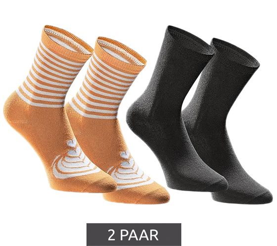 2 Paar TASTIQ Baumwoll-Socken mit Latte Macchiato-Print lange Strümpfe in stylischer Kaffeebecher-Geschenkbox TAS/1/CSX2/LAT Braun/Schwarz