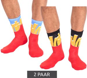 2 pairs of TASTIQ cotton socks with French fries print, long socks in a stylish French fries bag gift box TAS/1/CSX2/FRI red/yellow/black/light blue 2 pairs of TASTIQ cotton socks with French fries print, long socks in a stylish French fries bag gift box TAS/1/CSX2/FRI red/yellow/black/light blue