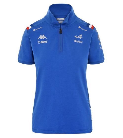 Kappa X ALPINE Formula 1 Team Ocon Gasly Women's Polo Shirt with HydroWayProtection Cotton Short Sleeve Shirt 35163WW AF1 063 Blue