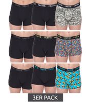Confezione da 3 boxer da uomo TASTIQ con stampa pizza/dollaro americano o cereali, mutande di cotone in confezione regalo, biancheria intima Tas/1/BCX3 Nero/Blu/Verde/Giallo