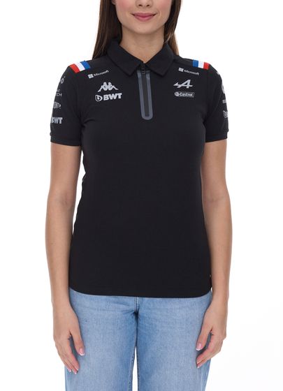 Polo femme Kappa X ALPINE Formula 1 Team Ocon Gasly avec chemise à manches courtes en coton HydroWayProtection 35163WW AF1 005 noir