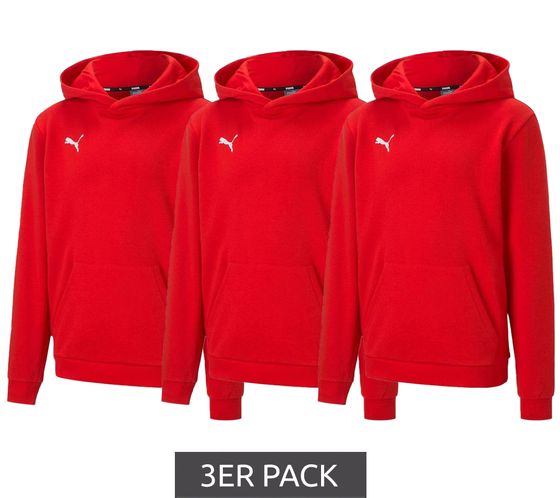 Confezione da 3 felpa con cappuccio PUMA teamGOAL 23 Casuals per bambini con tasca a marsupio per adolescenti, ragazzi e ragazze 656711 01 rosso