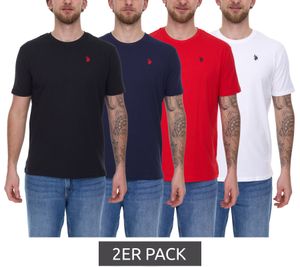 2er Pack U.S. POLO ASSN. Herren Basic T-Shirt mit Marken-Stickerei Baumwoll-Shirt US40 154 035 002387 in Schwarz, Navy, Weiß oder Rot