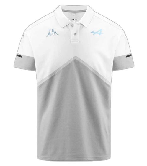 Kappa X ALPINE Formula 1 F1 Angai Polo Hombre Algodón Top Manga Corta 341D2PW AF1 A02 Gris/Blanco