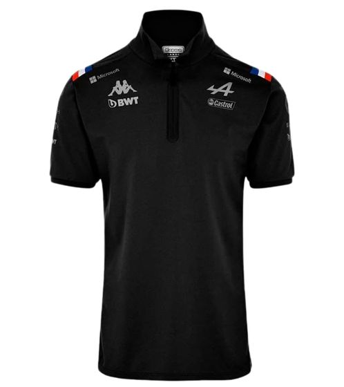 Kappa X ALPINE Formel 1 F1 Herren Polo-Shirt Baumwoll-Oberteil mit HYDRO WAY PROTECTION-Technologie Kurzarm-Shirt 341889W AF1 005 Schwarz